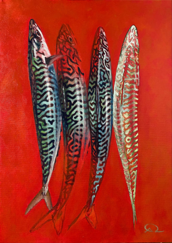 peinture poissons rouge