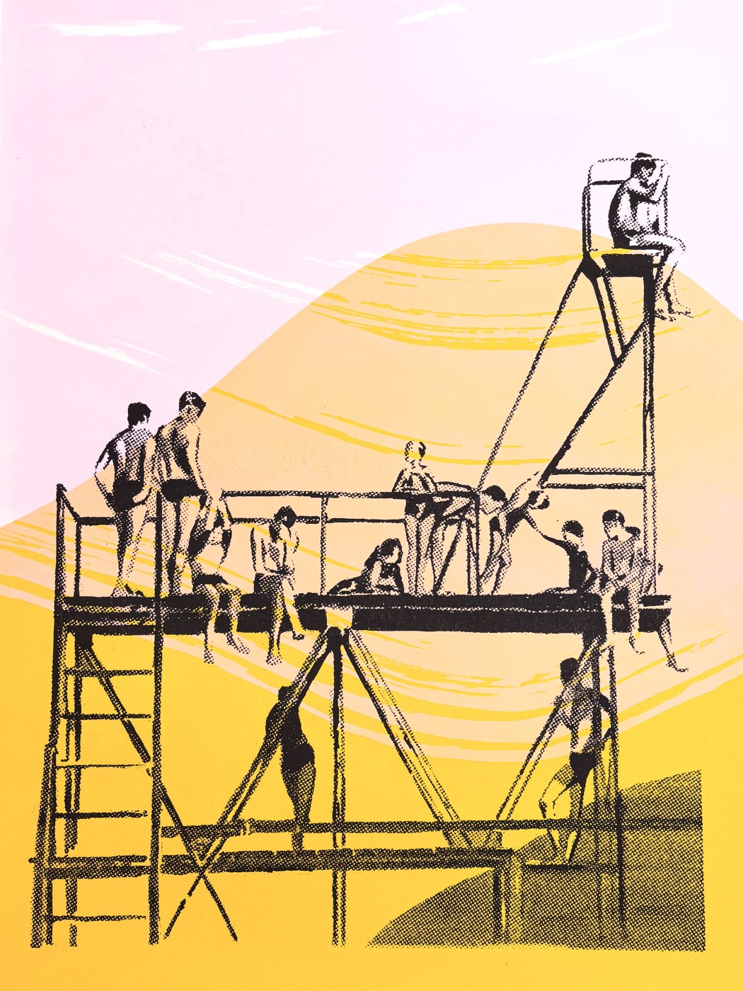 serigraphie rose jaune