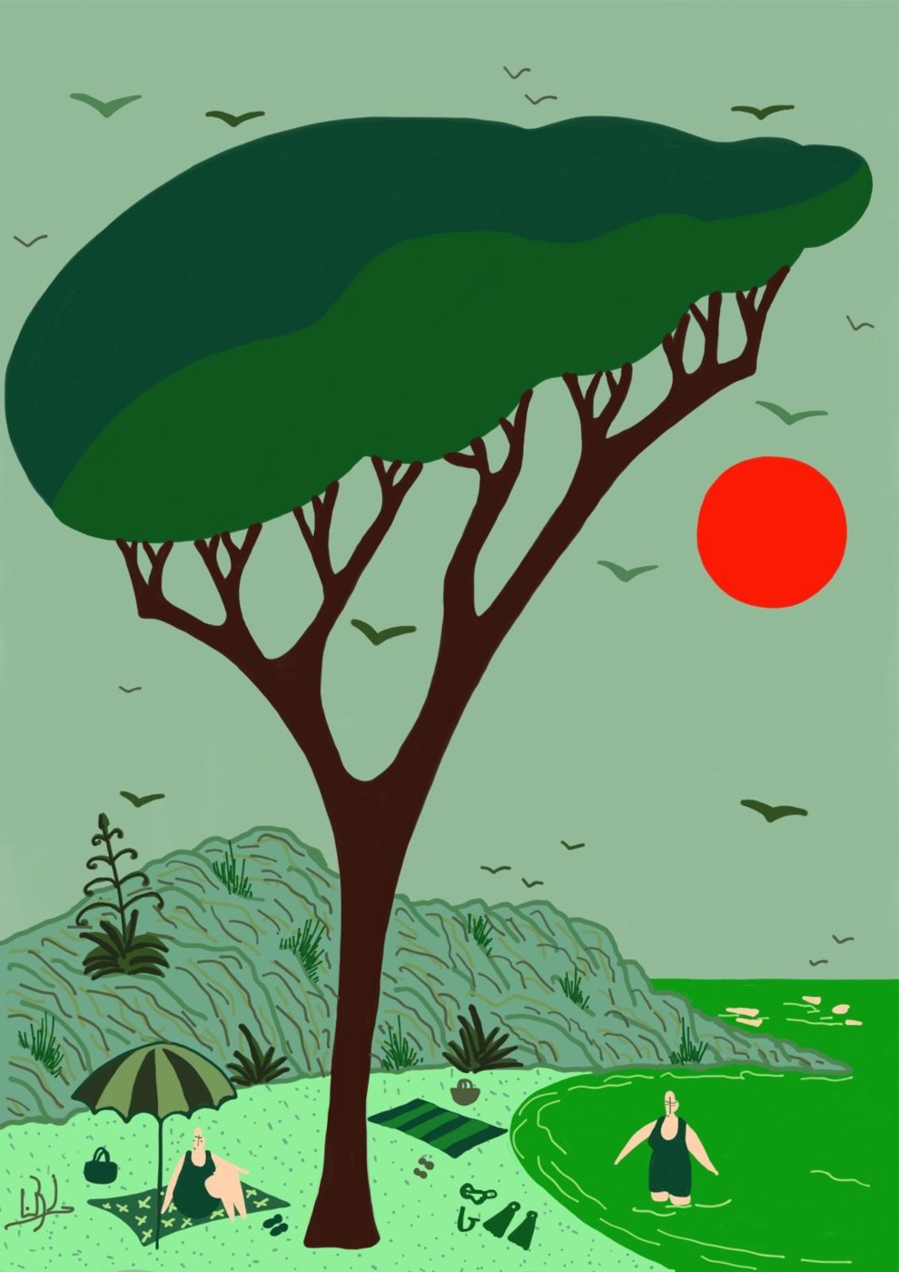 oeuvre couleur verte
