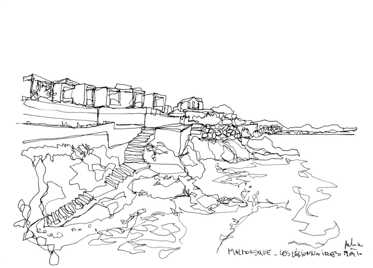 dessin malmousque rochers marseille