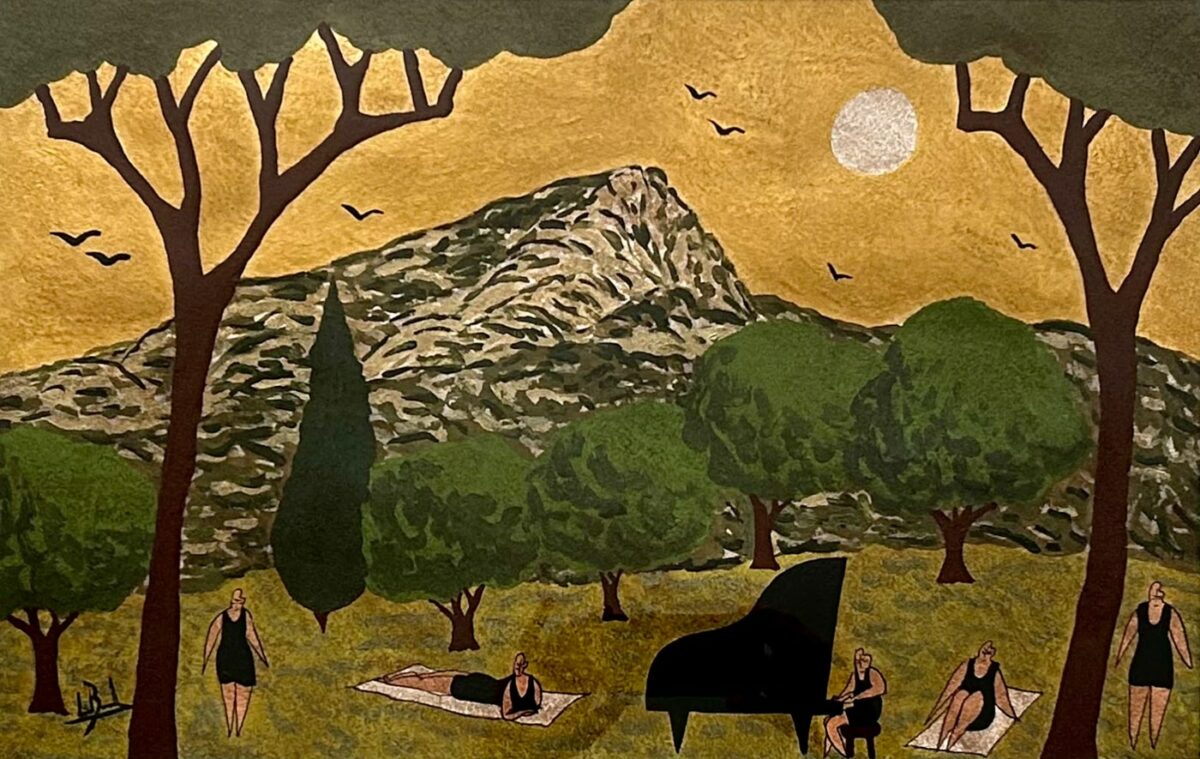 peinture sainte victoire brou de noix