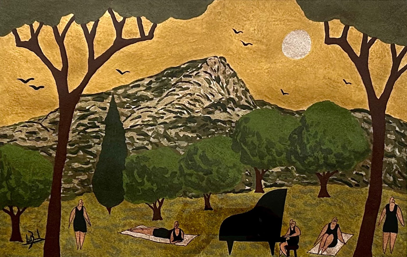 peinture sainte victoire brou de noix